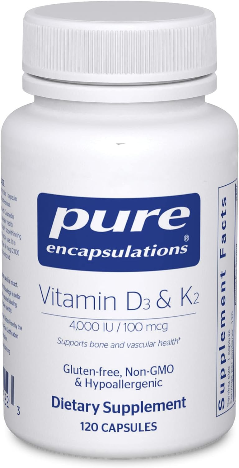 Vitamin D3 plus K2 - 120 capsules | Dietary Supplement | Pure Encapsulations